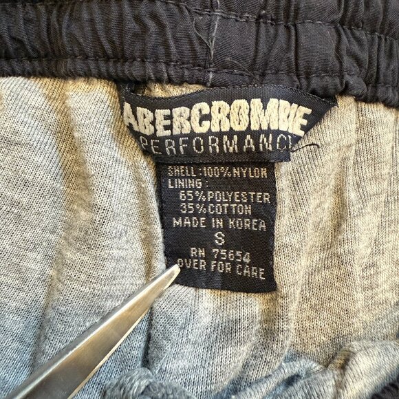 VTG Abercrombie & Fitch Track Pants Mens Small Navy Jersey Lined Zip Legs Korea - Picture 8 of 13